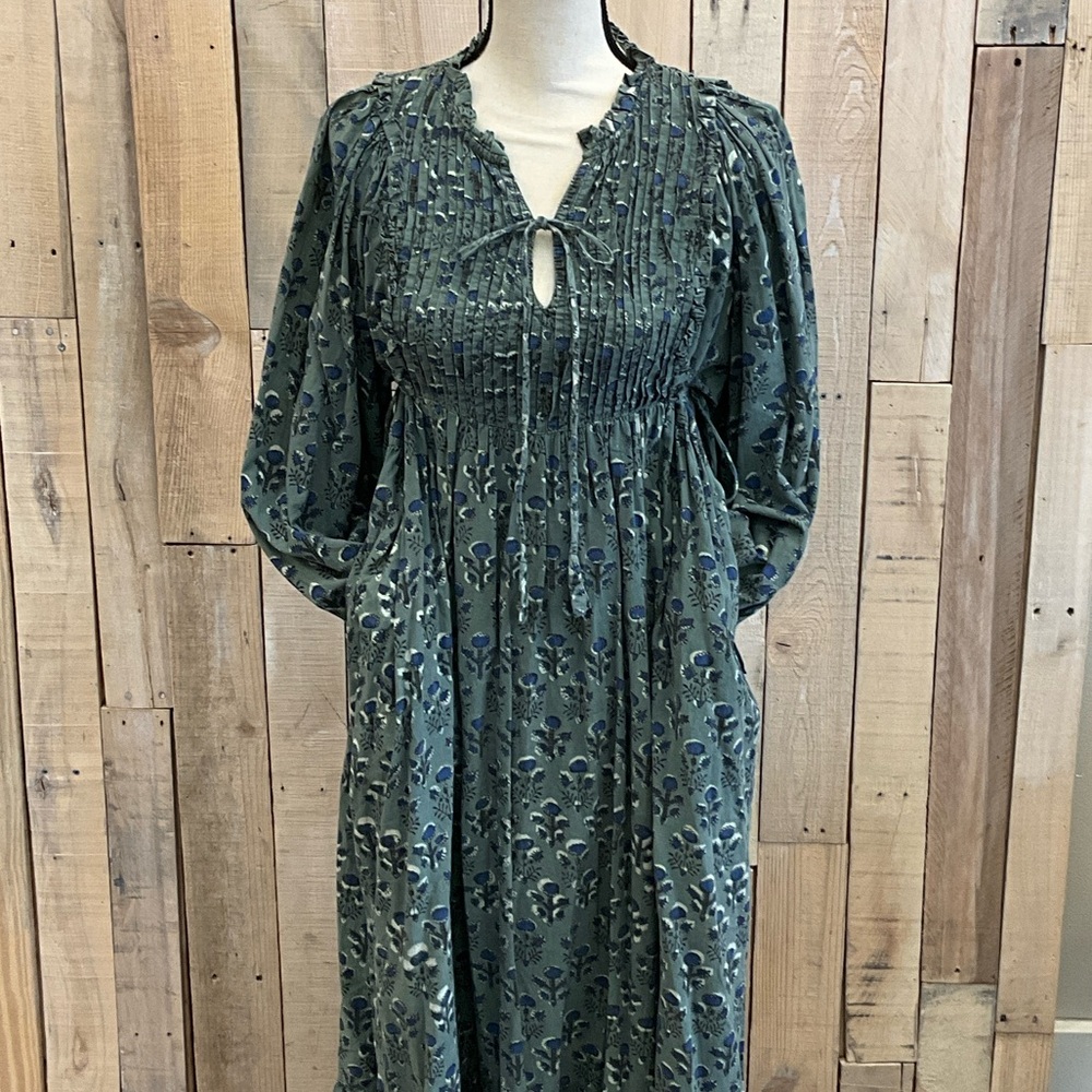 Long sleeve Maison M green prairie dress